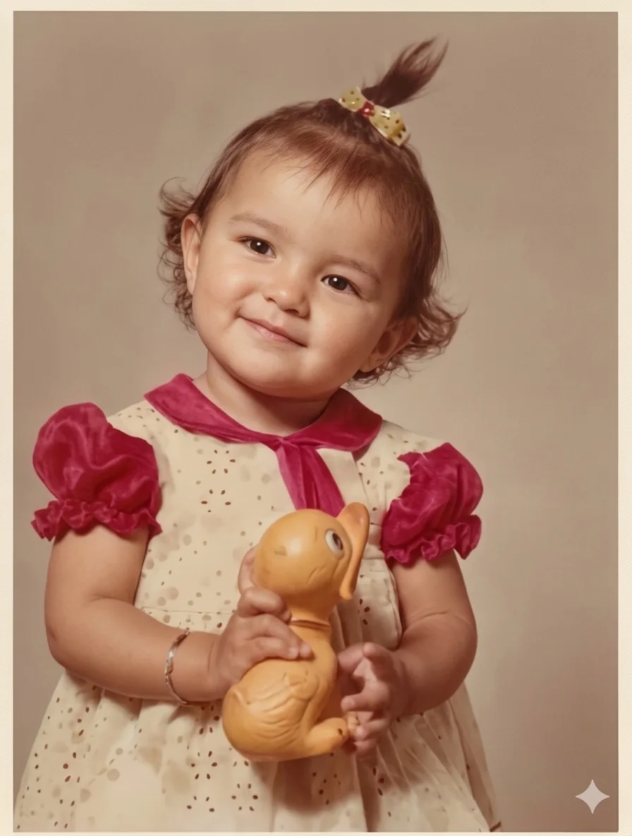 Retrato infantil restaurado e colorido